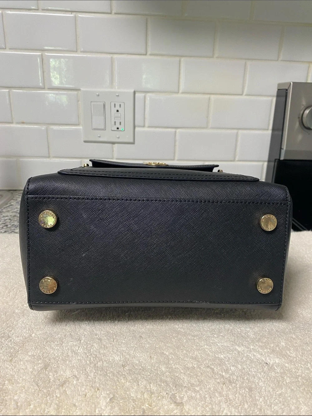 Michael Kors Black Saffiano Tote with Gold MK Emblem - Picture 7 of 10